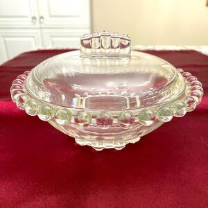 Imperial Glass Candlewick Clear Glass Candy or Trinket Dish with Lid